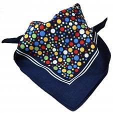 Navy Blue Multi Coloured Polka Dot Bandana Neckerchief