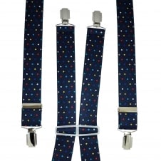 Navy Blue & Multi Coloured Polka Dot Men's Trouser Braces