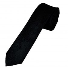 Navy Blue Paisley Pattern Men's Skinny Tie