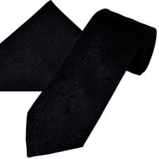 Navy Blue Paisley Pattern Men's Tie & Pocket Square Handkerchief Set