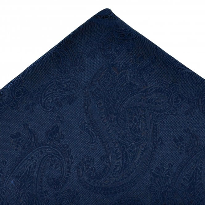 Navy Blue Paisley Patterned Luxury Pocket Square Handkerchief