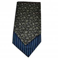Navy Blue Paisley & Striped Patterned Reversible Casual Day Cravat