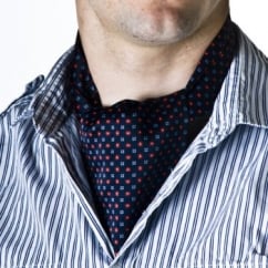 Navy Blue Patterned Casual Cravat