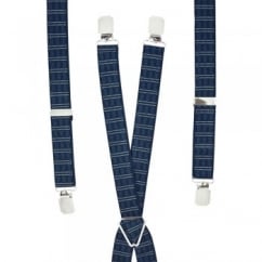 Navy Blue Patterned Skinny Trouser Braces