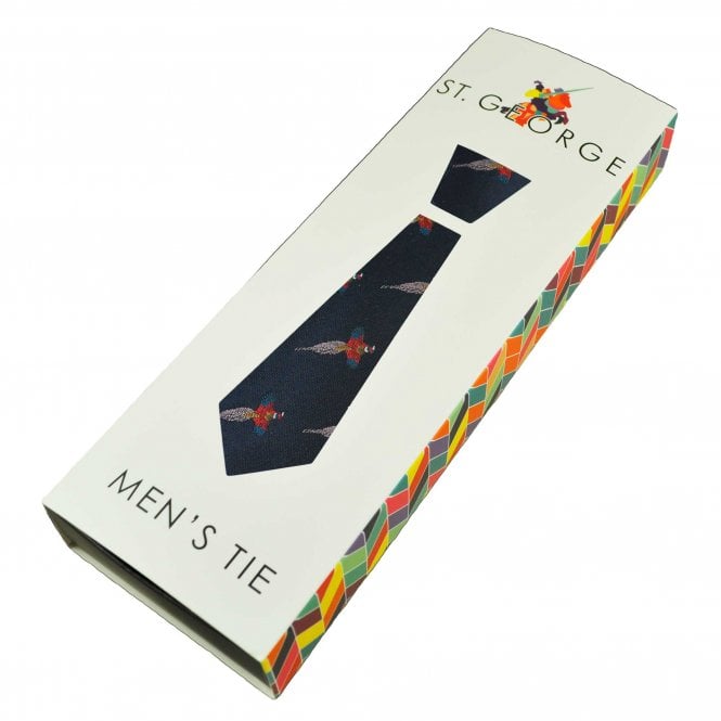 Navy Blue Pheasant Men's Tie - Gift Boxed