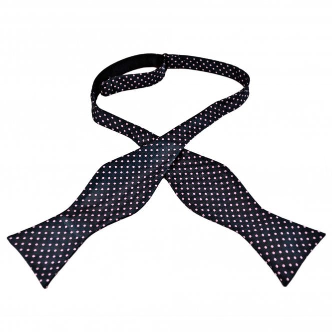 Navy Blue & Pink Polka Dot Men's Self Tie Bow Tie