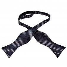 Navy Blue & Pink Polka Dot Men's Self Tie Bow Tie