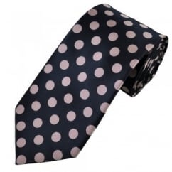 Navy Blue & Pink Polka Dot Tie