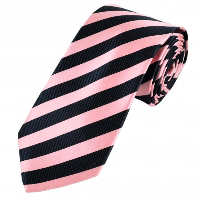 Navy Blue & Pink Striped Men's Tie