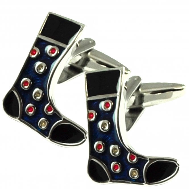 Navy Blue, Pink & Yellow Polka Dot Socks Novelty Cufflinks