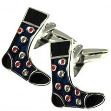 Navy Blue, Pink & Yellow Polka Dot Socks Novelty Cufflinks