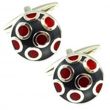Navy Blue & Red Dot Spot Luxury Dress Cufflinks