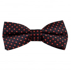 Navy Blue & Red Polka Dot Boys Bow Tie
