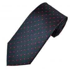 Navy Blue & Red Polka Dot Silk Men's Tie