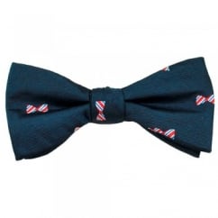 Navy Blue, Red, Royal & Silver Dickie Bow Patterned Men's Silk Bow Tie