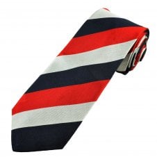 Navy Blue, Red & Silver Striped Men's Tie