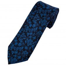 Navy Blue & Royal Blue Flower Pattern Men's Tie