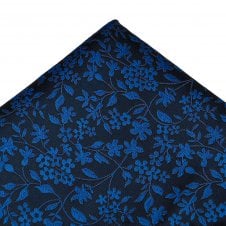 Navy Blue & Royal Blue Flower Pattern Pocket Square Handkerchief