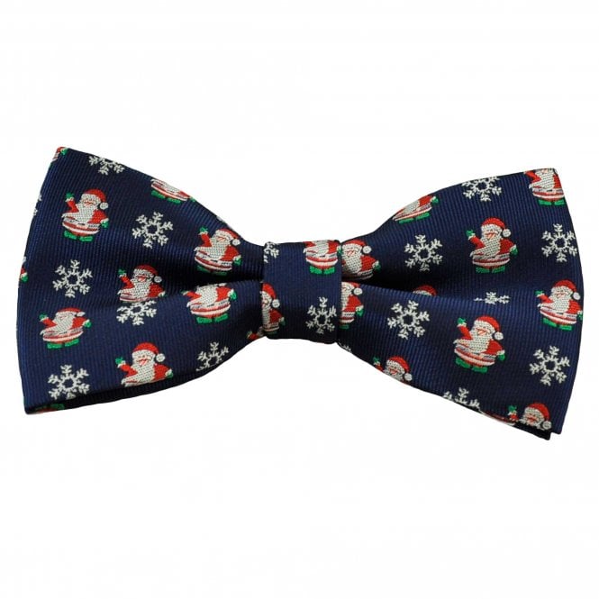 Navy Blue Santa & Snowflake Novelty Christmas Bow Tie