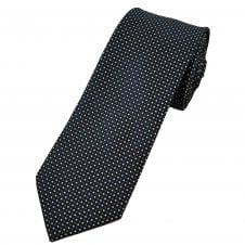 Navy Blue, Silver & Brown Pattern Men's Tie