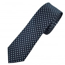 Navy Blue & Sky Blue Polka Dot Men's Skinny Tie