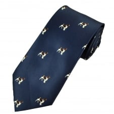 Navy Blue Spaniel Dog Men's Country Tie