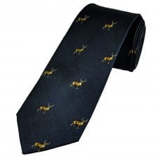 Navy Blue Stag Luxury Silk Men's Country Tie