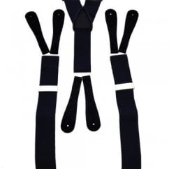 Navy Blue Trouser Braces with Black Leather Ends