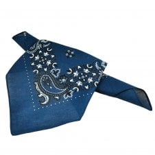 Navy Blue, White & Black Paisley Patterned Bandana Neckerchief