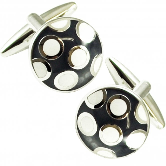 Navy Blue & White Dot Spot Luxury Dress Cufflinks