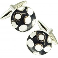 Navy Blue & White Dot Spot Luxury Dress Cufflinks