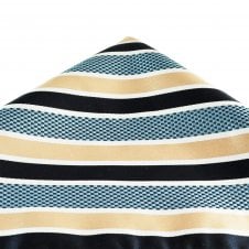 Navy Blue, White, Gold & Sky Blue Striped Pocket Square Handkerchief