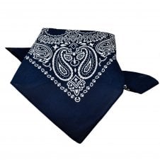 Navy Blue & White Paisley Pattern Bandana Neckerchief