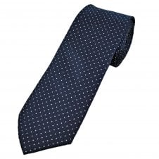 Navy Blue & White Pin Dot Men's Extra Long Tie