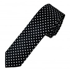 Navy Blue & White Polka Dot Boys Skinny Tie