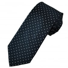 Navy Blue & White Polka Dot Men's Luxury Silk Tie