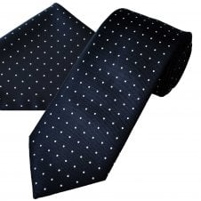 Navy Blue & White Polka Dot Men's Tie & Pocket Square Handkerchief Set