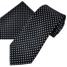 Navy Blue & White Polka Dot Men's Tie & Pocket Square Handkerchief Set