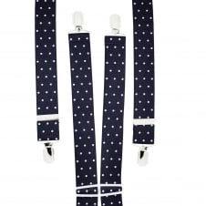 Navy Blue & White Polka Dot Men's Trouser Braces