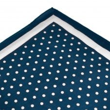 Navy Blue & White Polka Dot Pocket Square Handkerchief - Cotton Silk Blend