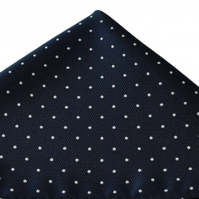 Navy Blue & White Polka Dot Pocket Square Handkerchief