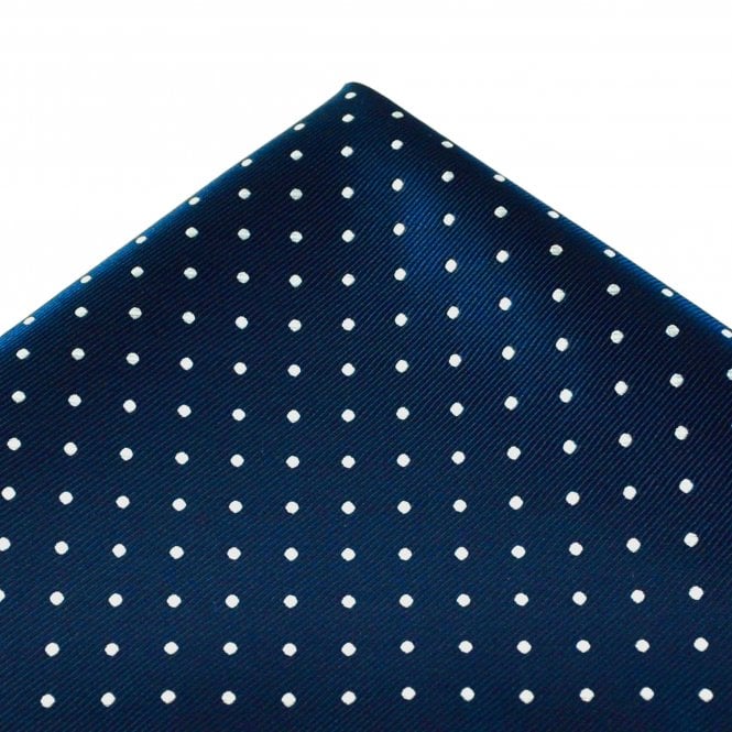 Navy Blue & White Polka Dot Pocket Square Handkerchief