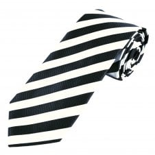  Navy Blue & White Striped Men's Tie