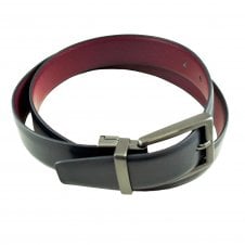 Navy Blue / Wine Red Reversible Leather Belt
