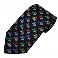 Navy Blue with Colourful Tractors Men's Novelty Tie
