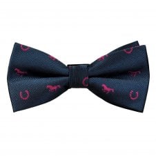 Navy Blue with Fuchsia Pink Horse & Horseshoe Men's Novelty Bow Tie