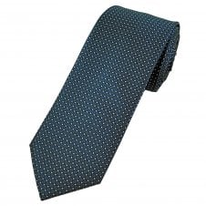 Navy Blue with Green Circles & Silver Micro Woven Pattern Men's Tie