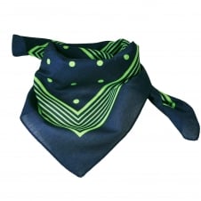 Navy Blue With Green Stripes & Polka Dot Bandana Neckerchief