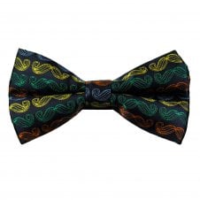 Navy Blue with Multi Coloured Moustache Men's Novelty Bow Tie