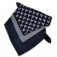 Navy Blue With White 3-Dot & Stripes Bandana Neckerchief